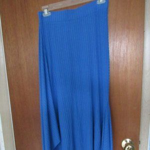 zara blue knit maxi asymmetrical hem skirt